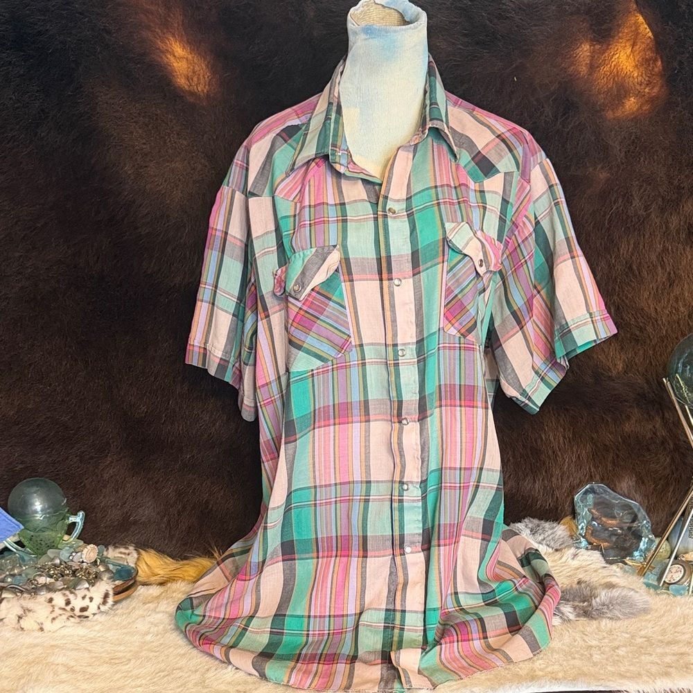 Panhandle Slim Multicolor Plaid Button Down Shirt 18/XXL (UB5)